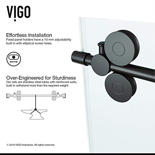 VIGO Elan Frameless Sliding Tub Door 56-60 in. Matte Black Clear Glass K697