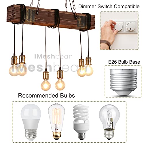 Rustic Farmhouse Wood Beam Chandelier 10 Heads for Dining Table Kitchen Island D785