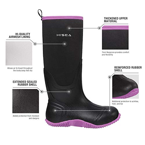 HISEA Women's Rain Boots Waterproof Insulated Knee High Outdoor Work Boot F466695
