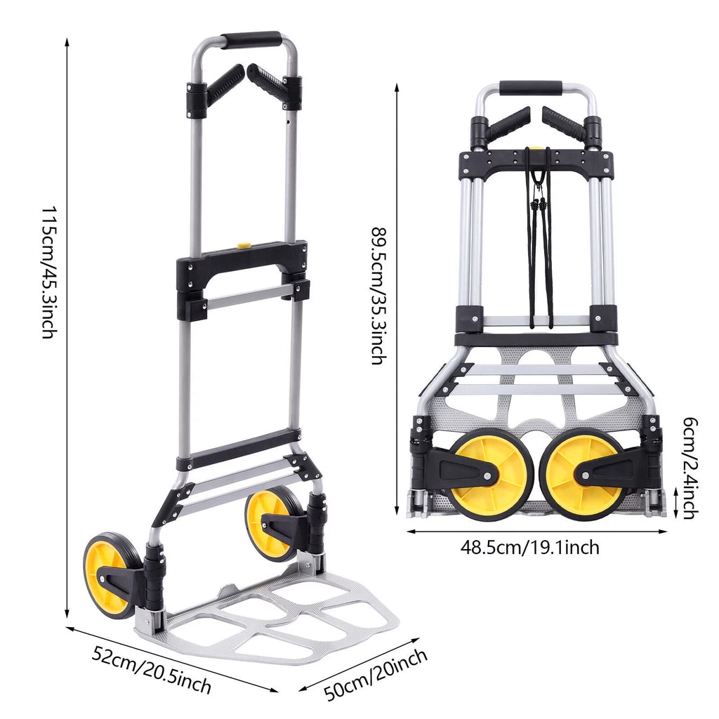 Oukaning Portable Folding Trolley Cart Heavy-Duty Hand Truck 120kg T596467