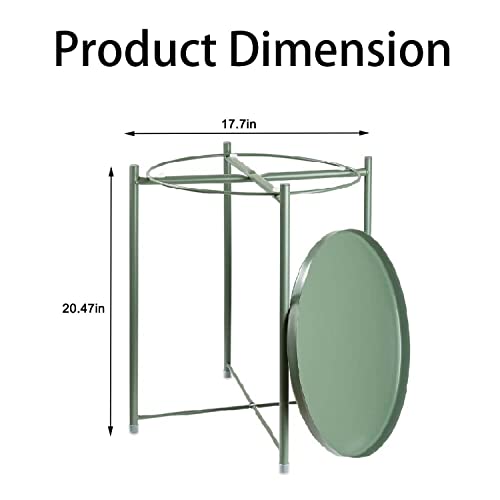 Round Metal Tray Side Table with Removable Top, Indoor & Outdoor N525