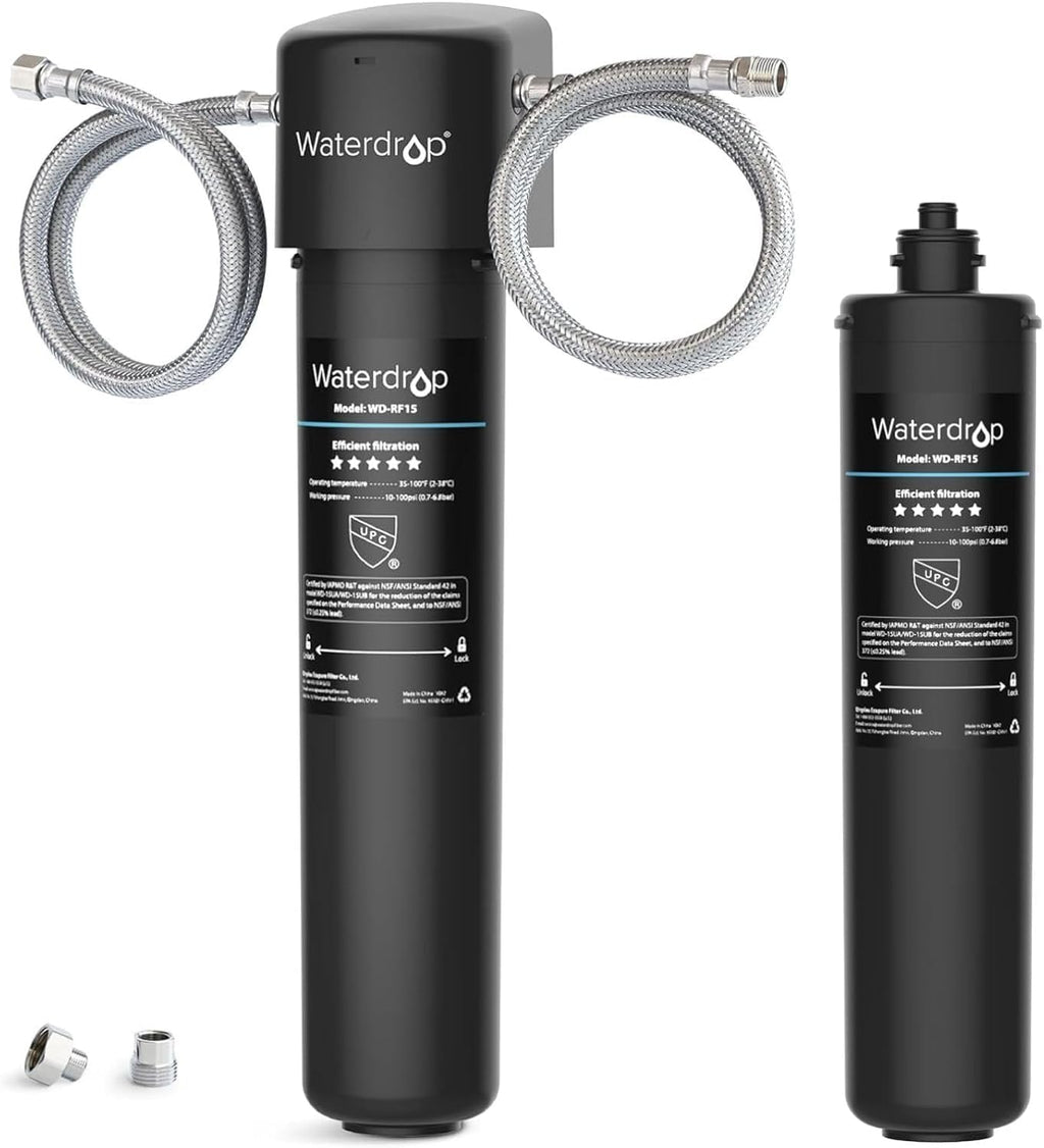 Waterdrop 15UA Under Sink Water Filter System and Waterdrop RF15 Replacement Filter Cartridge For 15UA/15UB Under Sink Water Filter