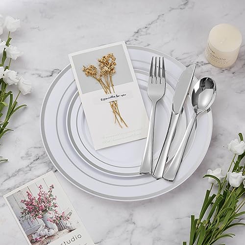 600PCS Gold Plastic Dinnerware Set for Party, Wedding P380