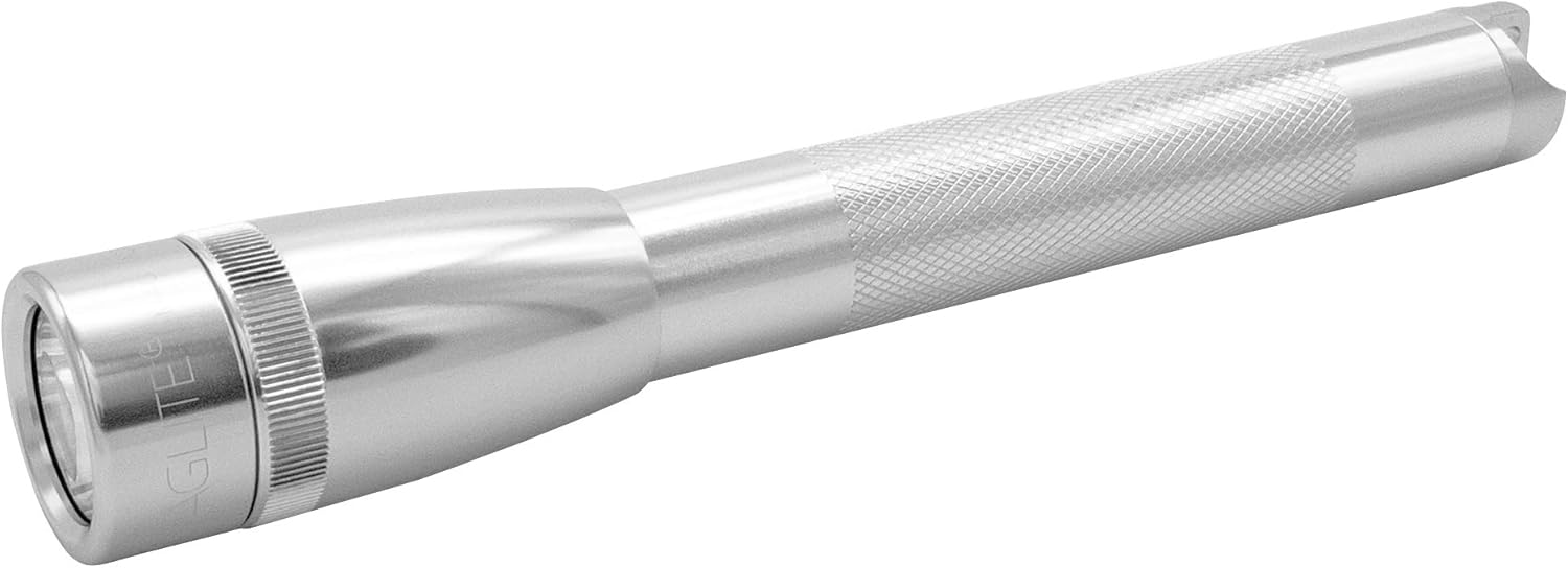 Maglite Mini LED 2-Cell AA Flashlight with Holster, Silver B713