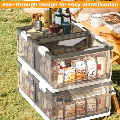 50QT Foldable Stackable Storage Bins with Lids and Wheels E953