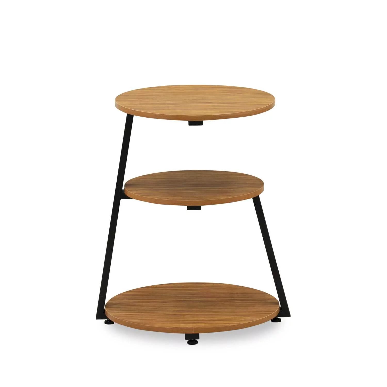 East West Furniture Driscoll Round Wooden and Metal End Table, Black/Oak D356932