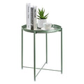 Side Table Round Metal Tray Table, Small Sofa End Coffee Table Indoor&Outdoor Removable for Living Room Bedroom Balcony Office Green
