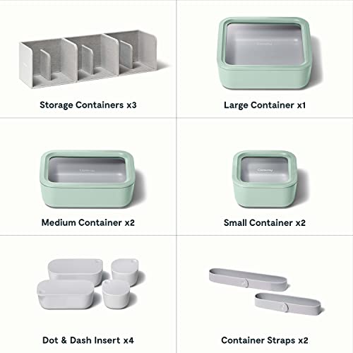 Caraway Glass Food Storage Set, 14 Pieces - Ceramic Coated Containers with Glass Lids W44077