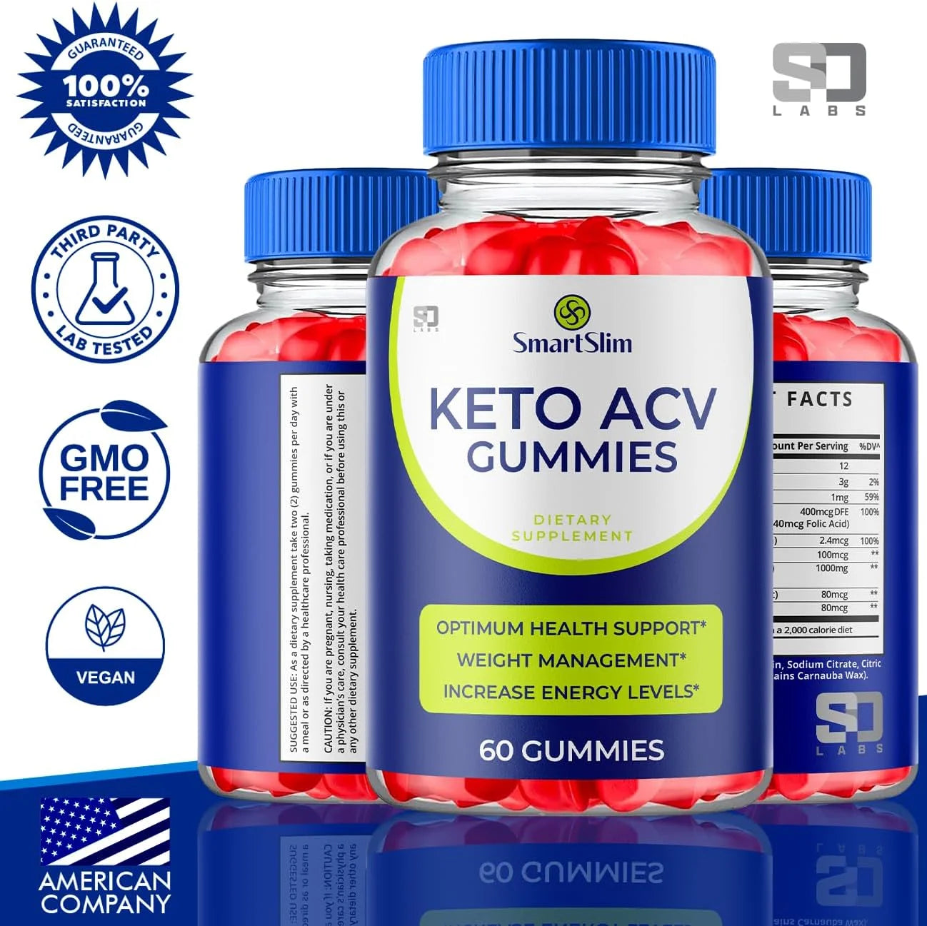 Smart Slim Keto Gummies Apple Cider Vinegar Supplement, 5 Pack J371352