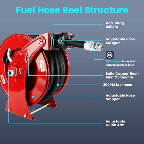 Fuel Hose Reel 1" x 33' Retractable Diesel Auto Rewind Steel Construction Y85758