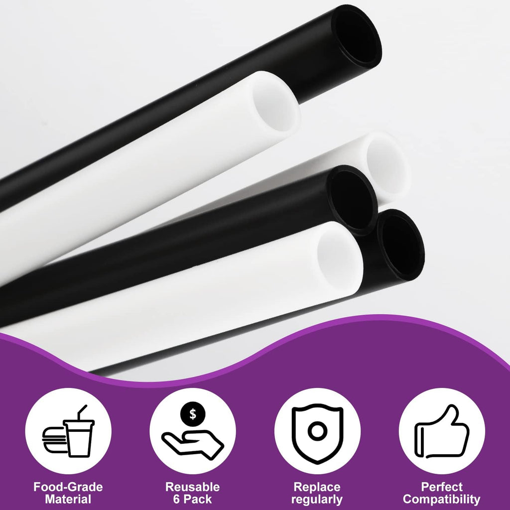 Replacement Straws for Owala FreeSip 24oz, 6pcs with Cleaning Brush, Black and White X136