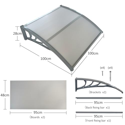 Panana Window Awning Door Canopy 39"x31.5" Polycarbonate Patio Rain Shelter U710132