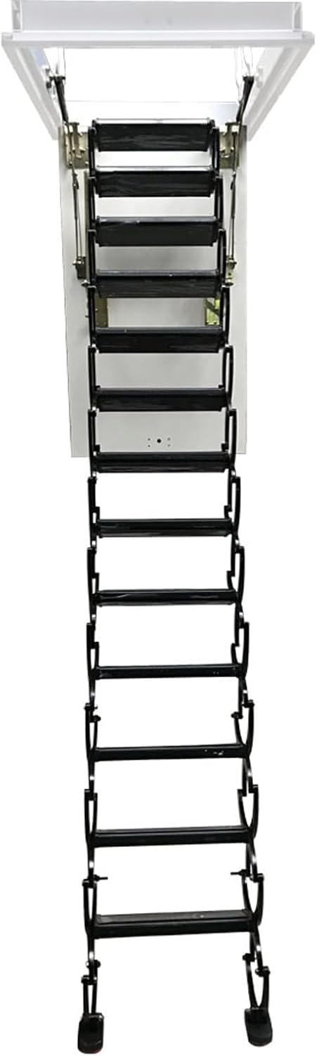 TECHTONGDA Attic Loft Ladder Stairs 10.5 Ft, 13 Steps Folding, Al-Mg Alloy, Black H148