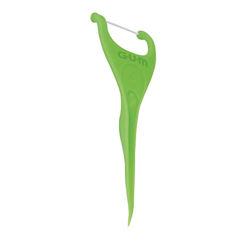GUM Angled Floss Picks for Adults, Extra Strong Shred-Resistant, Fresh Mint, 75ct (4pk) J4399