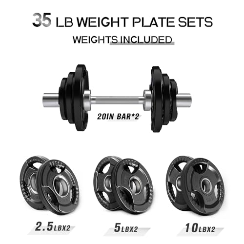 RITFIT 16"/20" Olympic Dumbbell Handles Pair with Collars for 2" Weight Plates I425