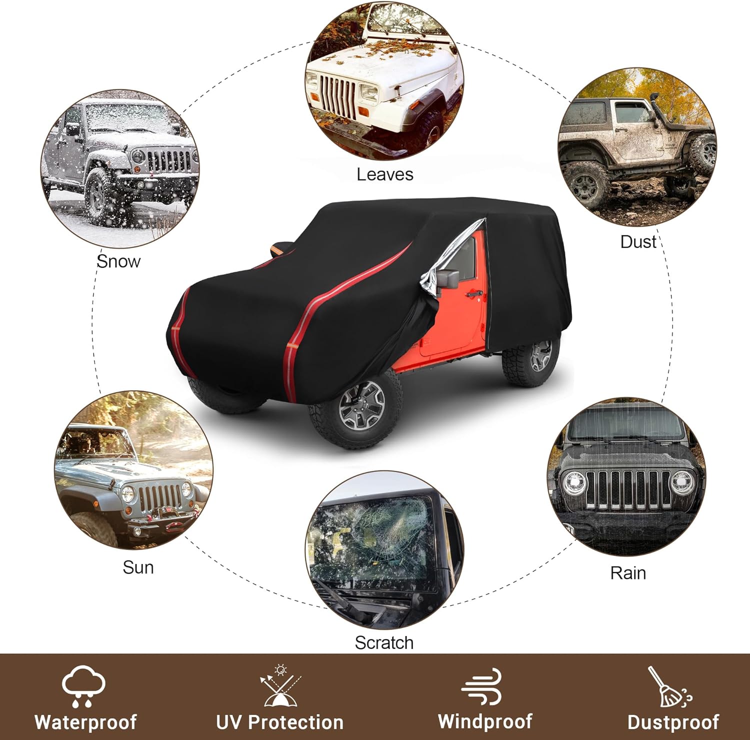 Jeep Wrangler 4 Door All-Weather Car Cover 210D Oxford Cloth S889495