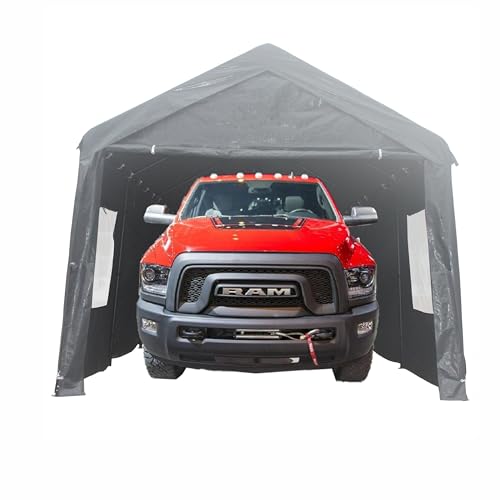 CarPorts 10x20 Heavy Duty Portable Carport Canopy with Sidewalls, Grey Q306