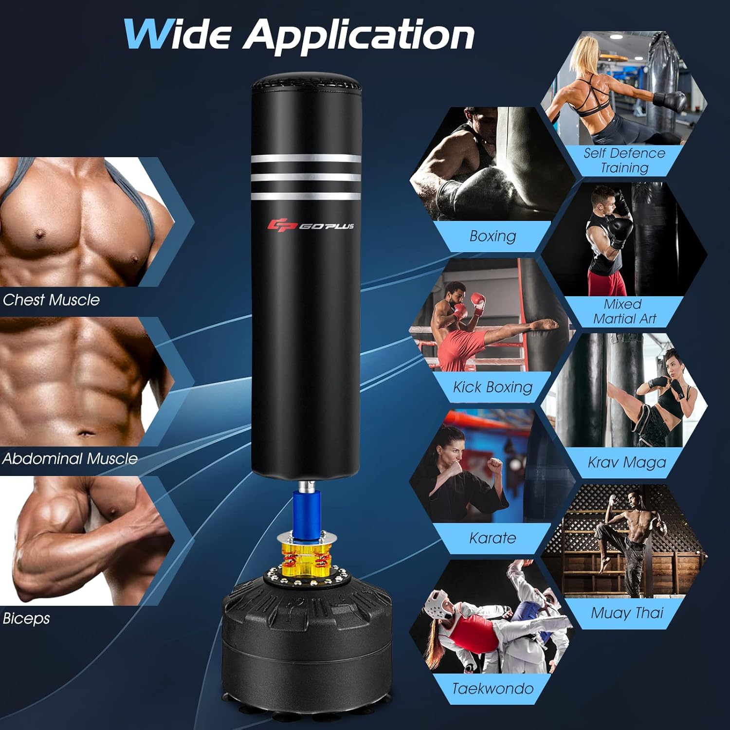 Goplus Freestanding Punching Bag 220LBS with Gloves, Shock Absorber, Suction Cup Base U540