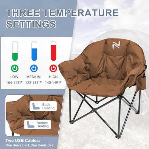 Slsy Heated Camping Chair Oversized, Portable Folding, Supports 500 lbs K363