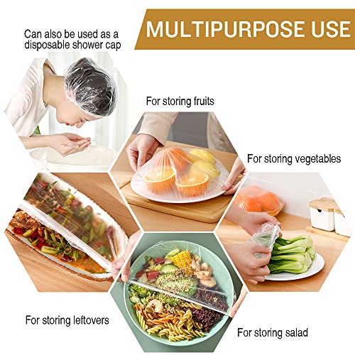 200PCS Reusable Elastic Plastic Bowl Covers for Food Storage E266726