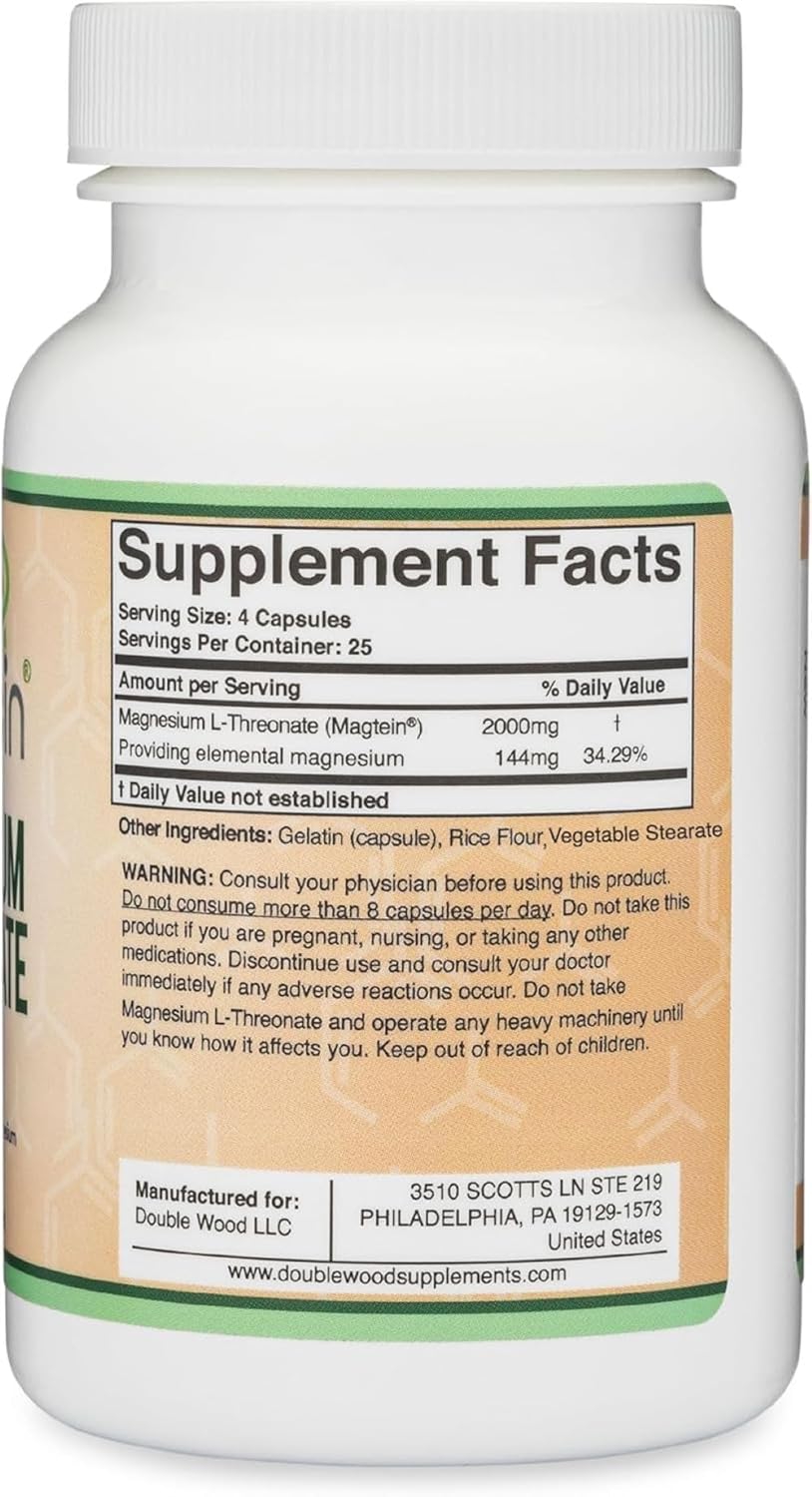 Magnesium L Threonate Capsules (Magtein) – 2,000 mg, 100 Count L455339
