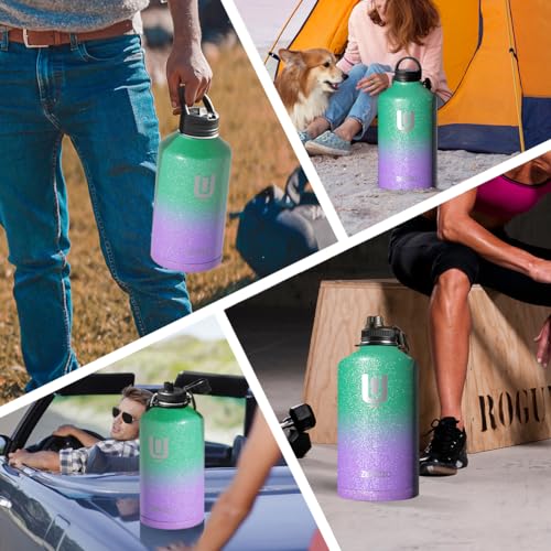 1 Gallon Insulated Stainless Steel Water Bottle with Straw, 128oz, Black S8659