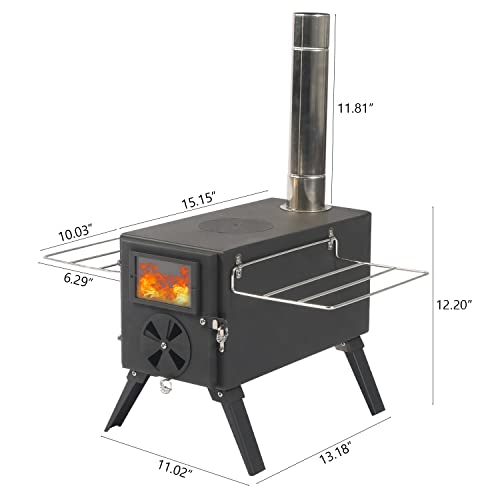 Vikiullf Camping Wood Stove Portable Tent Stove with Pipe Q48244