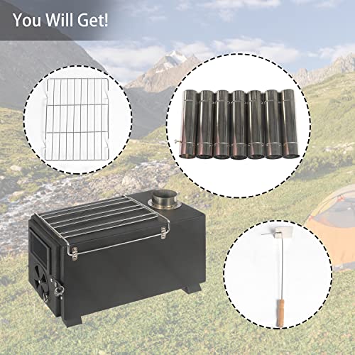 Vikiullf Camping Wood Stove Portable Tent Stove with Pipe Q48244