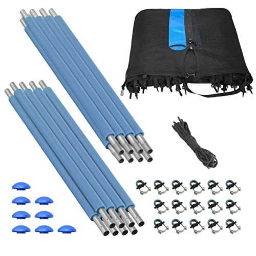Machrus Upper Bounce Trampoline Safety Enclosure Set for 7.5 FT 10FT 12FT 13FT 14FT 15FT Frames - includes Net, Poles & Hardware - Installs Outside Frame