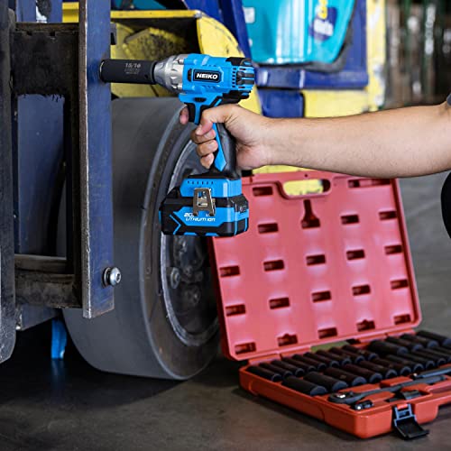 Neiko 10878A 1/2-Inch Drive Cordless Impact Wrench Kit with Battery and Sockets F40642