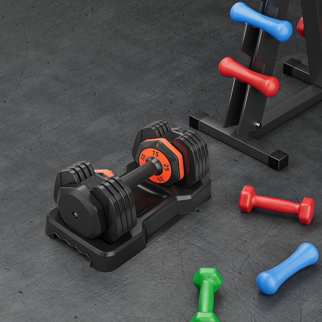 55LB 5-in-1 Adjustable Dumbbell with Anti-Slip Handle for Home Gym Strength Training H1130