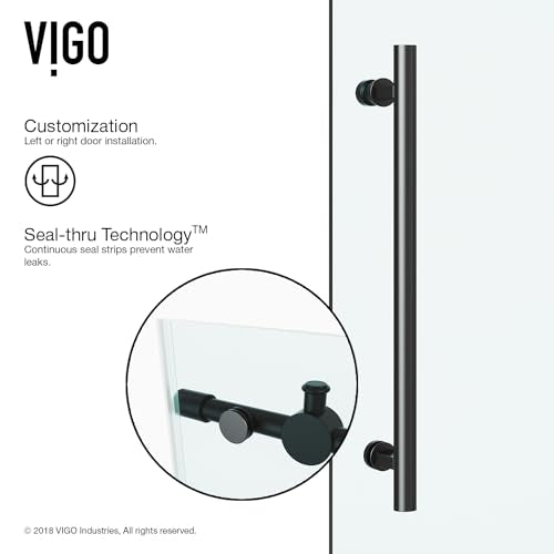 VIGO Elan Frameless Sliding Tub Door 56-60 in. Matte Black Clear Glass K697