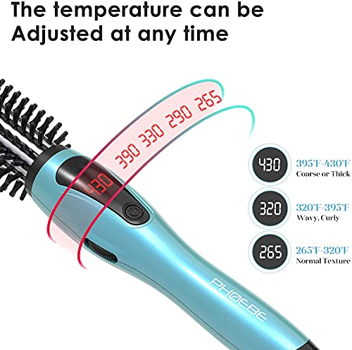 PHOEBE Curling Iron Brush, Dual Voltage 1 Inch Ceramic Tourmaline Ionic Hair Curler H346369