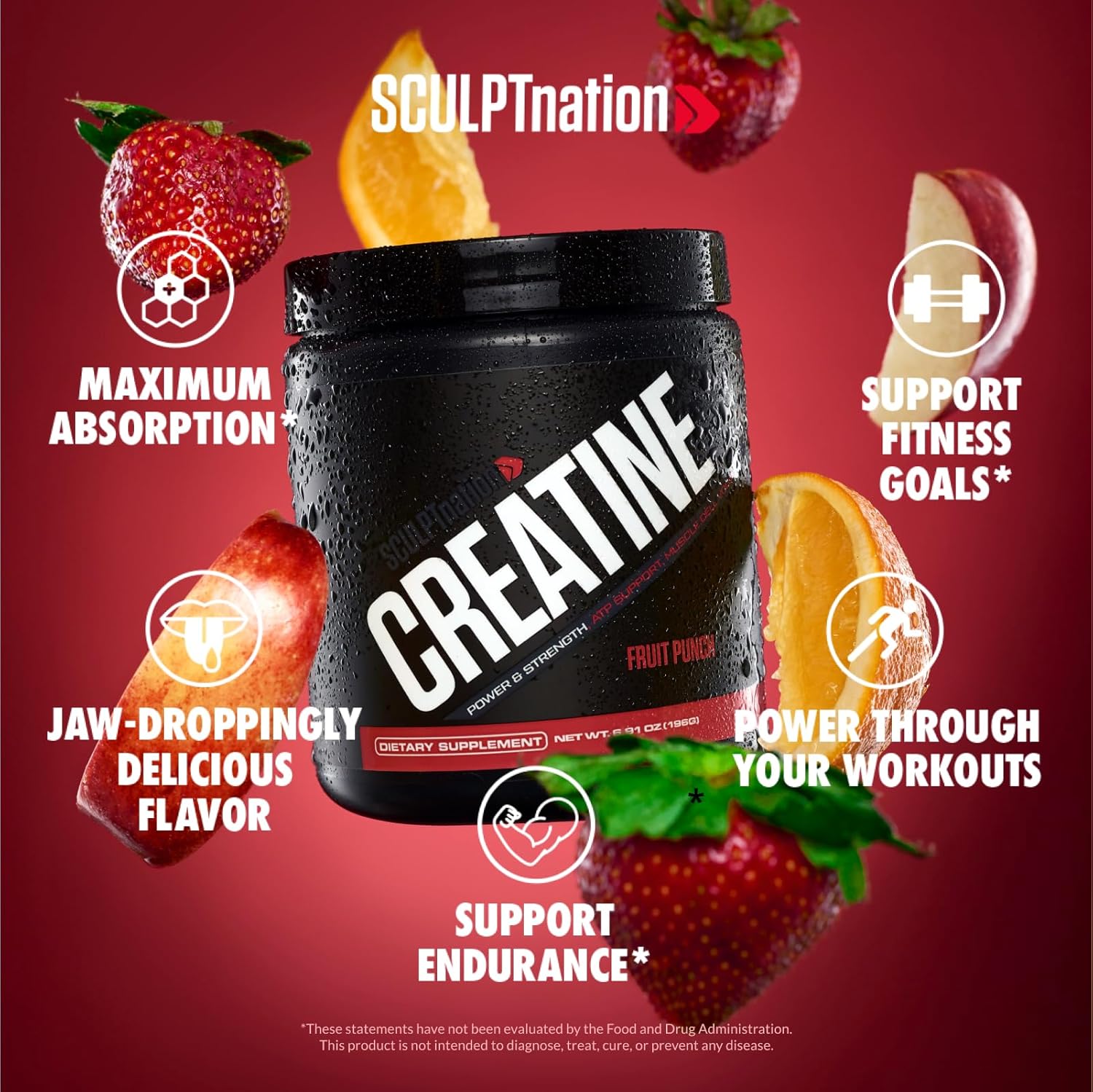Sculpt Nation by V Shred Creatine Monohydrate Powder, Fruit Punch, 30 Servings S164388