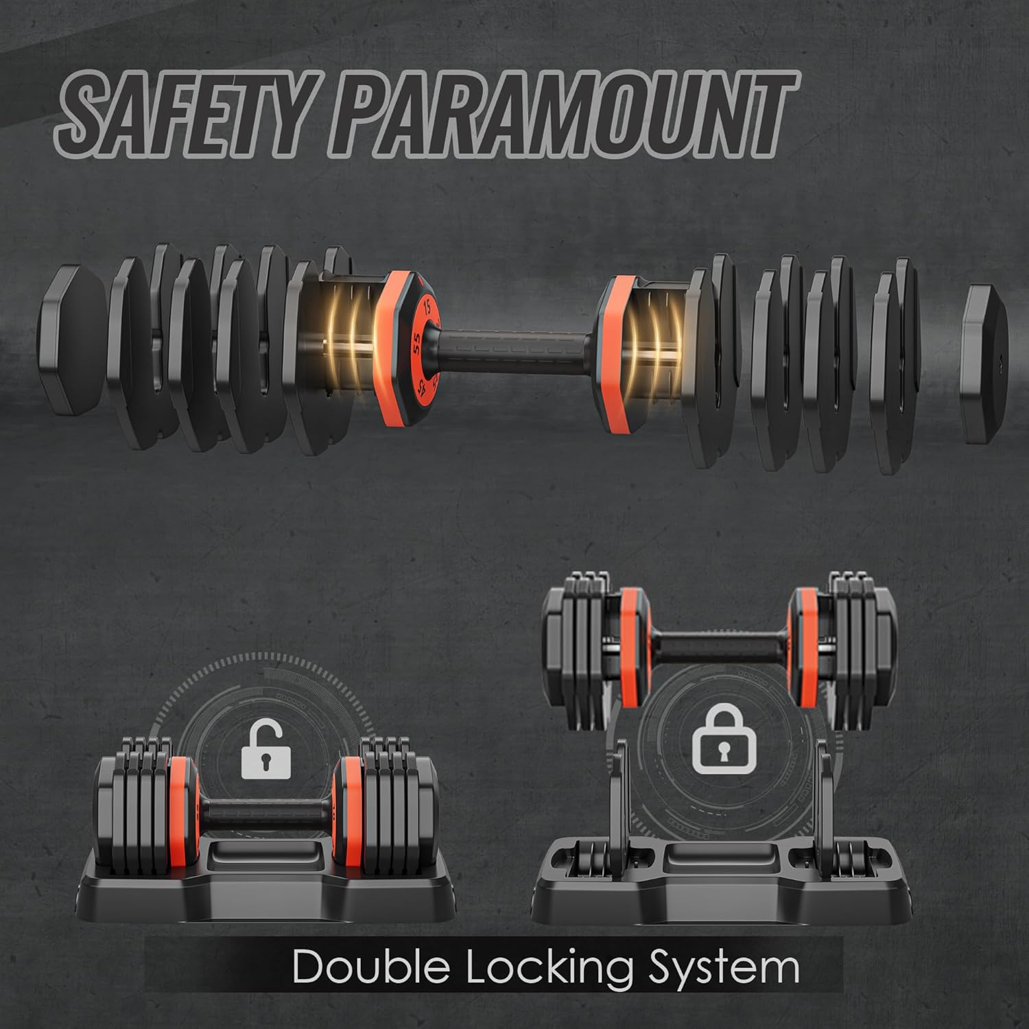 55LB 5-in-1 Single Adjustable Dumbbell with Anti-Slip Metal Handle Y290