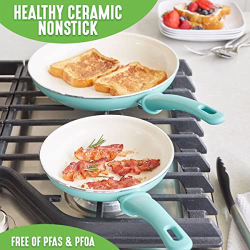 GreenLife Soft Grip Ceramic Nonstick Frying Pan Skillet Set 8" 10" 12", PFAS-Free, Dishwasher Safe, Soft Pink U583148