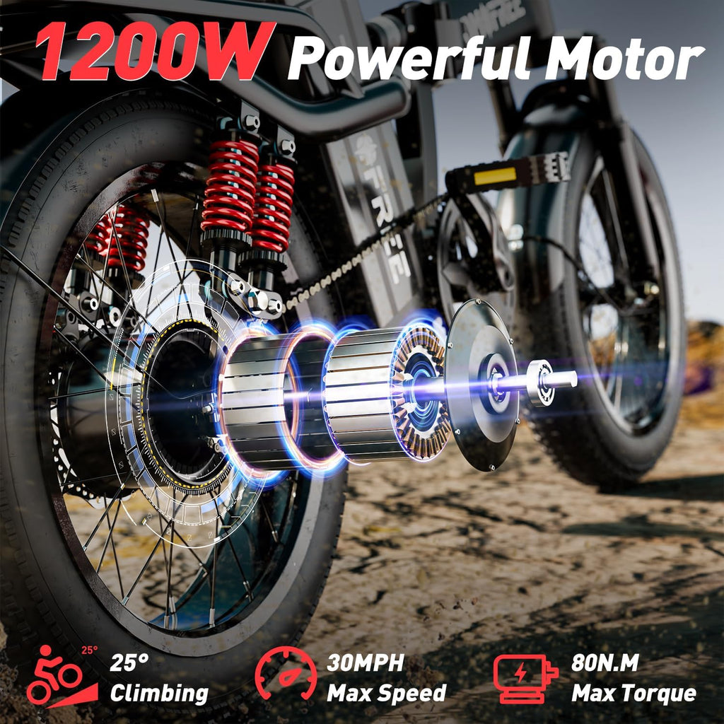 T1 Electric Bike for Adults, 1200W Motor, 40 Miles Range, 16" Tire, Step-Thru A8860
