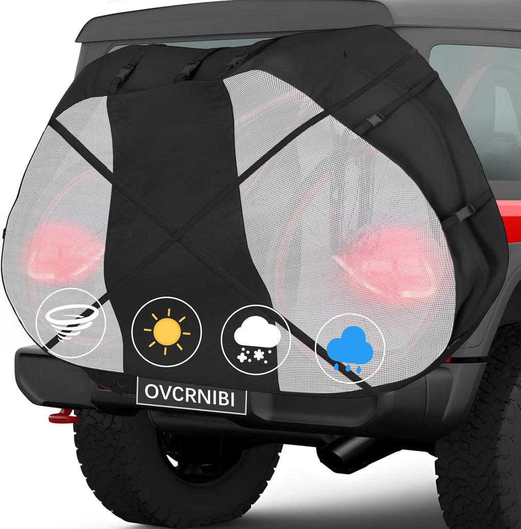 Bike Cover for Transport on Rack, Travel Bike Cover,Bike Covers for 1,2 Bikes on Rear Bike Rack,600D Heavy Duty Bicycle Cover,Electric Bike Cover, with Two Elastic Straps,Visible Tail Lights