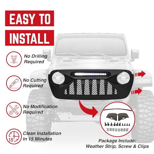 AMERICAN MODIFIED Gladiator Vader Front Grille with Mesh for Jeep Wrangler JL & Gladiator JT V611