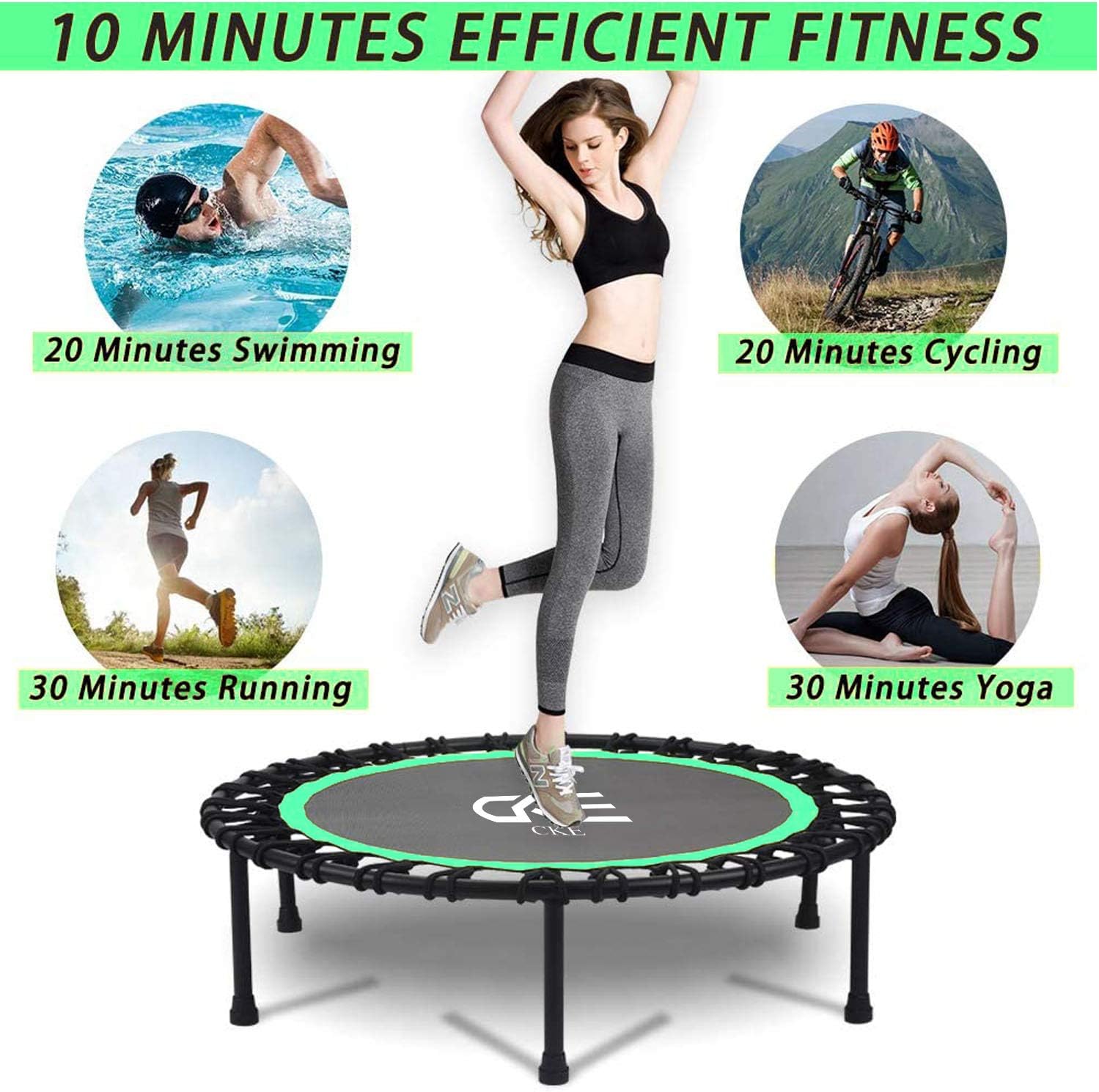 CKE Rebounders 40 Inch Mini Trampoline with Safety Anti-Skid Pads for Indoor Outdoor Workout B68590