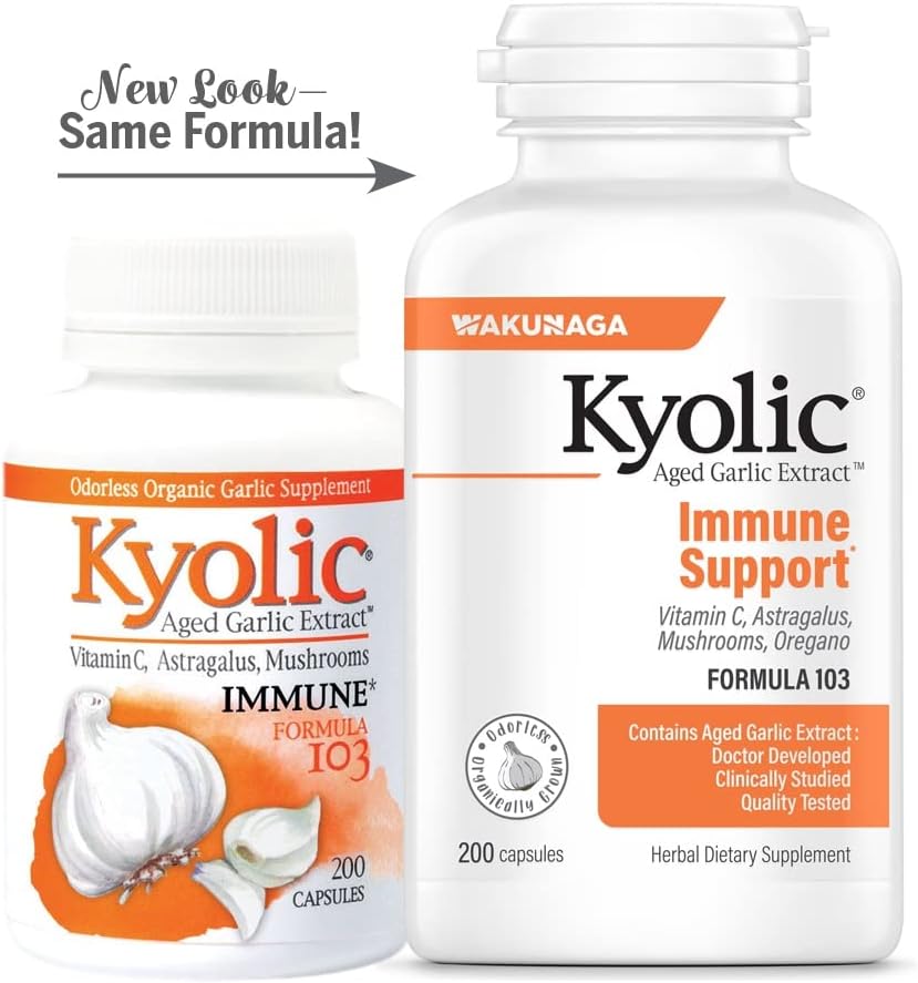 Kyolic Aged Garlic Extract Formula 103 Immune Support, 200 Capsules I1039