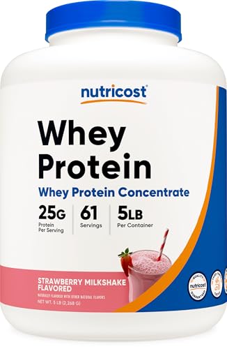 Nutricost Whey Protein Concentrate (Strawberry Milkshake) 2LBS - Gluten Free & Non-GMO
