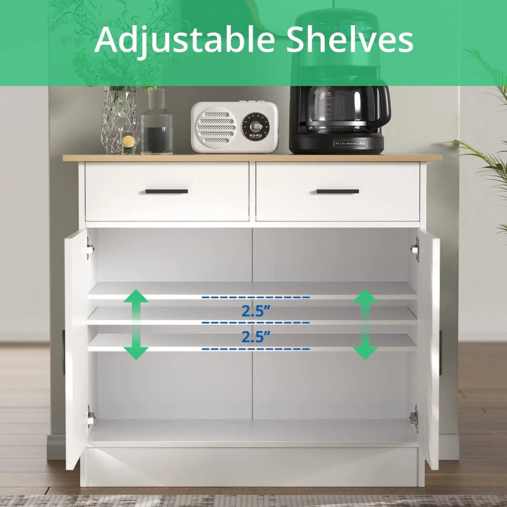 Cozy Castle Kitchen Buffet Storage Cabinet with Doors and Drawers U824