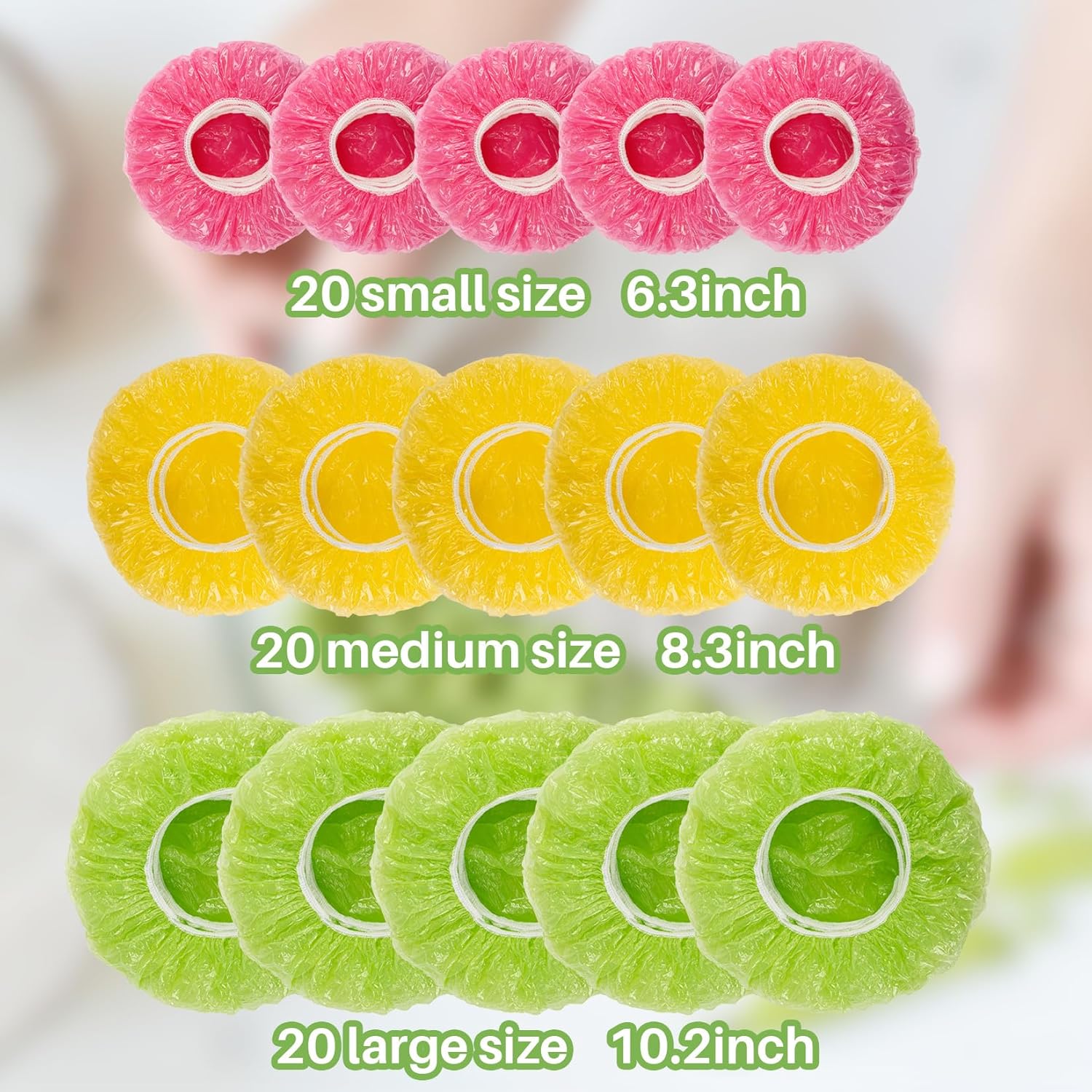 60Pcs Reusable Elastic Plastic Bowl Covers Food Storage O2365