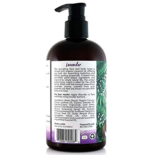 Coco Fiji Face & Body Lotion with Coconut Oil, Fragrance Free 12 oz M120446