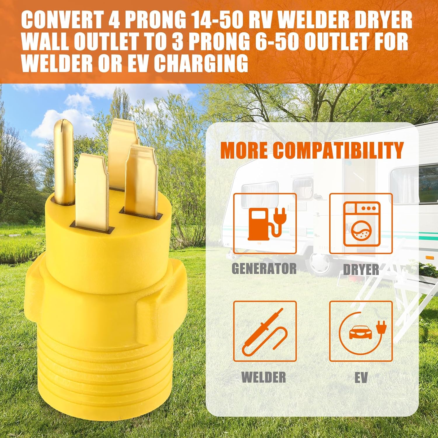 NEMA 14-50P to 6-50R Welder Adapter, 50 Amp 4 to 3 Prong Y748211