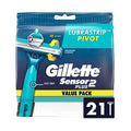 Gillette Sensor2 Plus Fixed Men's Disposable Razor, 10 Count (Pack of 3) Blue