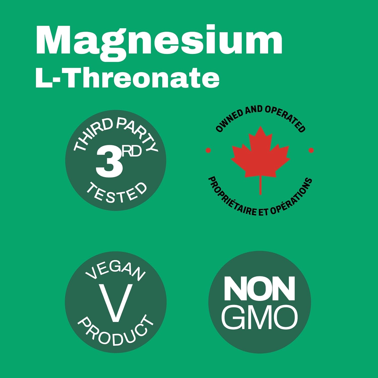 Magnesium L-Threonate 144mg, Vegan-Friendly, 120 Capsules D694883