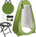 Portable Toilet Kit for Adults, Foldable Portable Camping Toilet with Pop up Privacy Tent, 300LBS Washable Instant Portable Toilet Set, Outdoor Camping Shower Tents Changing Room