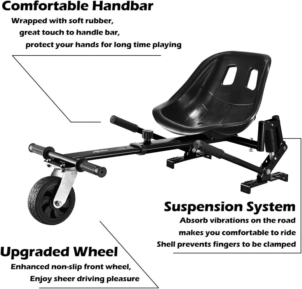 Hoverboard Seat Attachment, Go Kart for Adults & Kids, Off-Road Tires, Black X432